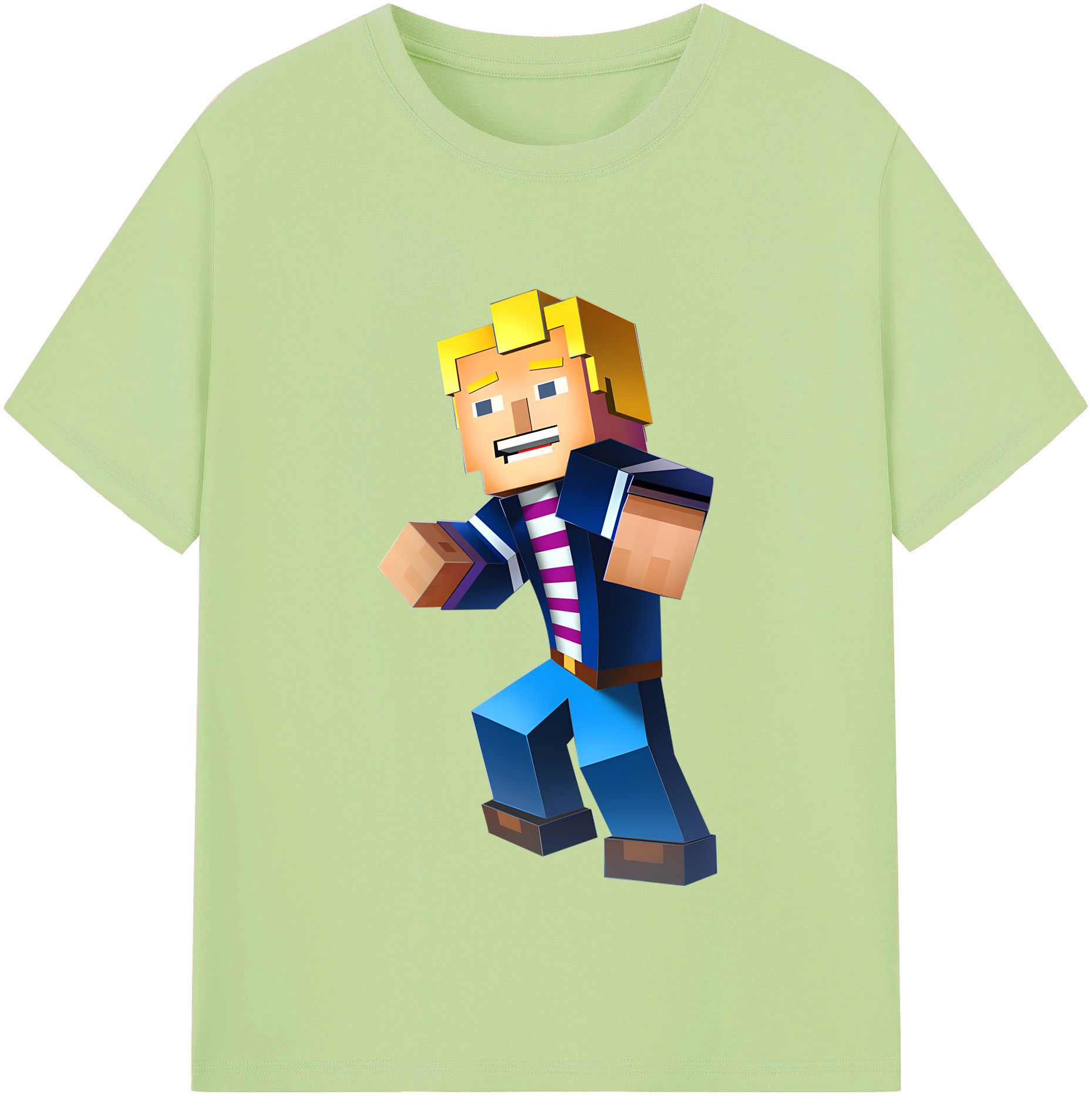 （画像用） マインクラフト ブロックの世界 Minecraft MC Block world 綿100％半袖Tシャツ（フロントプリント）